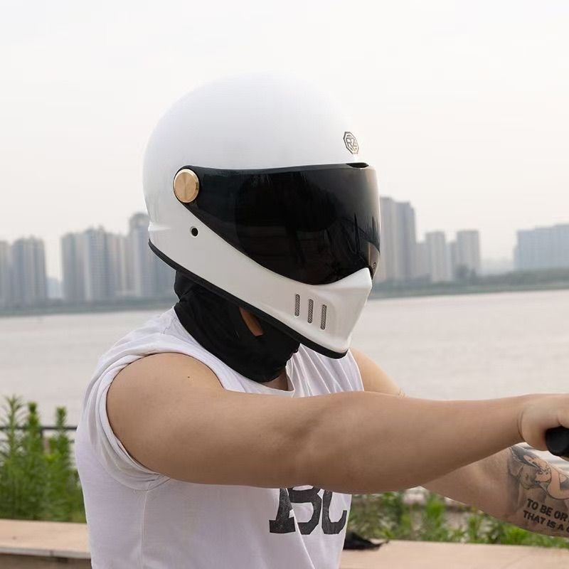 レトロハーレーフルフェイスヘルメット ダブルレンズ シールド2枚付き