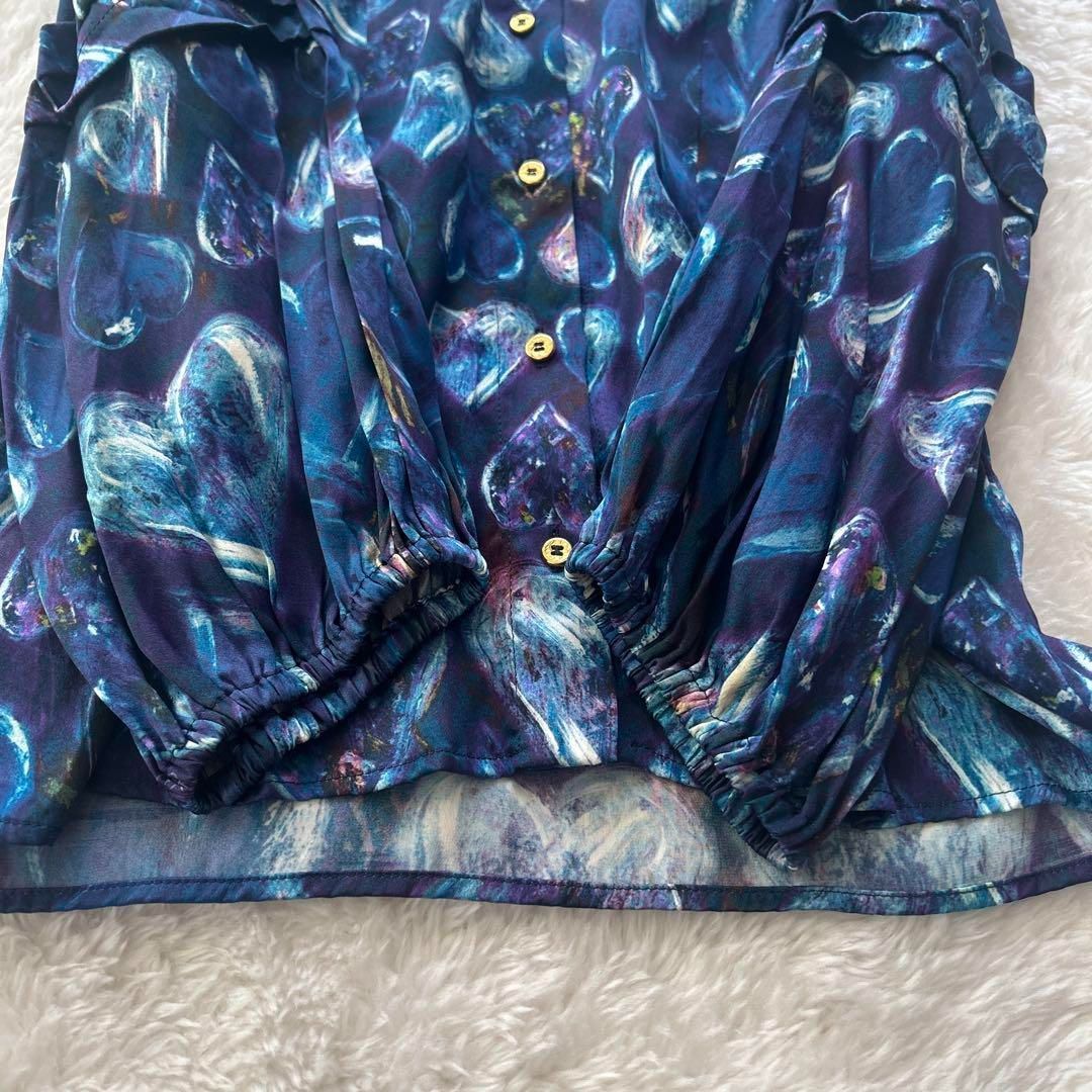Roberto Cavalli 総柄 シルクブラウス シャツ ロゴ入り Mサイズ