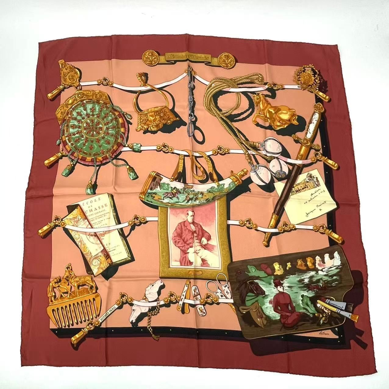 HERMES エルメス スカーフ カレ90 Memoire d’Hermes エルメスの思い出 レッド