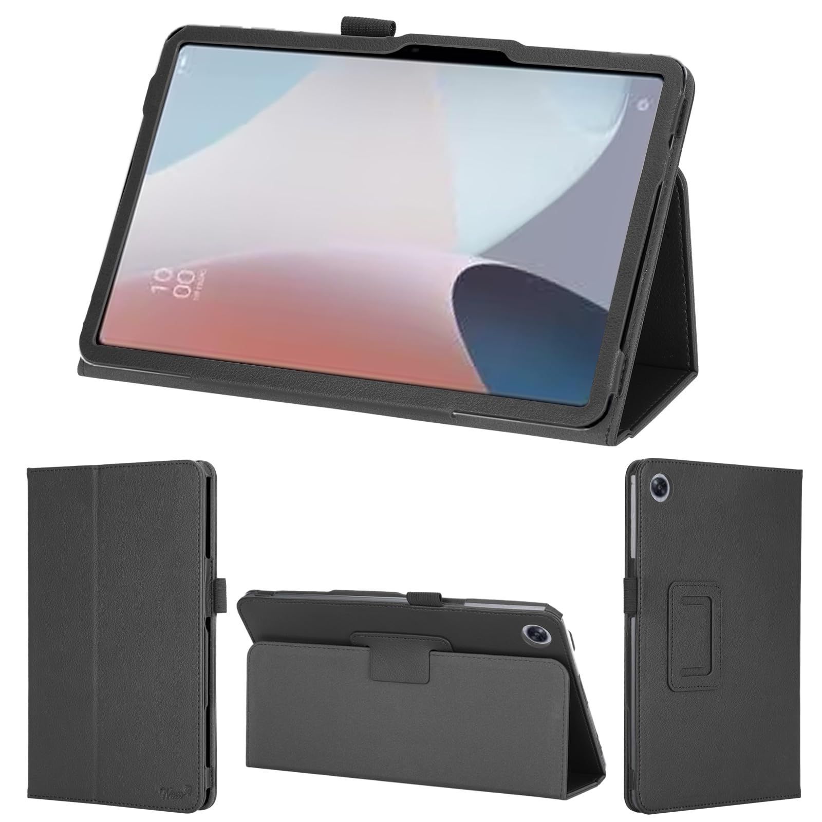 新品 wisers OPPO Pad Air 専用タブレットケース (ブラック) 10.3インチ 対応 (タッチペン・保護フィルム 付き/スタンドタイプ) タブレットカバー 2023 新型