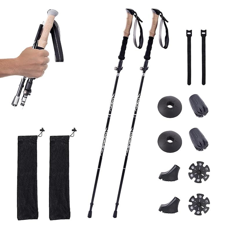【新品】 JEELAD トレッキングポール 登山用 折りたたみ ストック 軽量 100-130cm伸縮 アルミ製 コンパクト 収納バッグ付き 長さ調整可能 ウォーキング ポール テッキ 登山杖 山登り 男女兼用 0