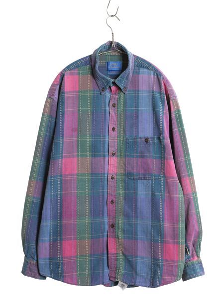 USA製 90s Pendleton ウールチェックBDシャツ サイズL 90s USA製 PENDLETONペンドルトン オンブレチェック ウール