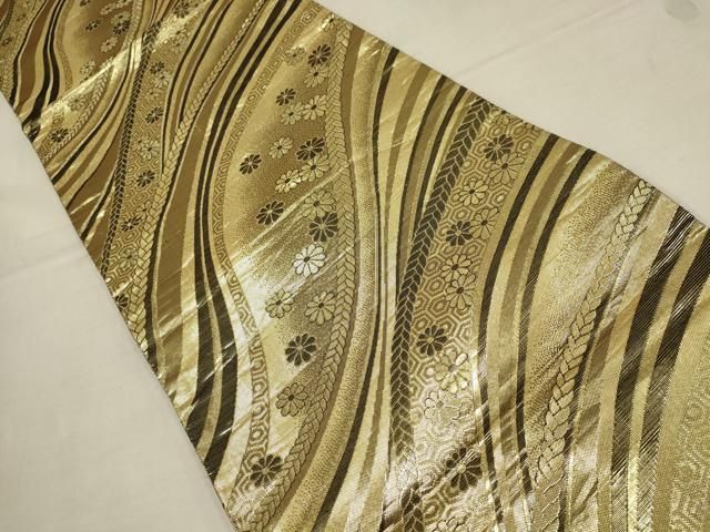 平和屋着物□夏物 六通柄袋帯 枝葉文 金銀糸 逸品 CAAE6159fb