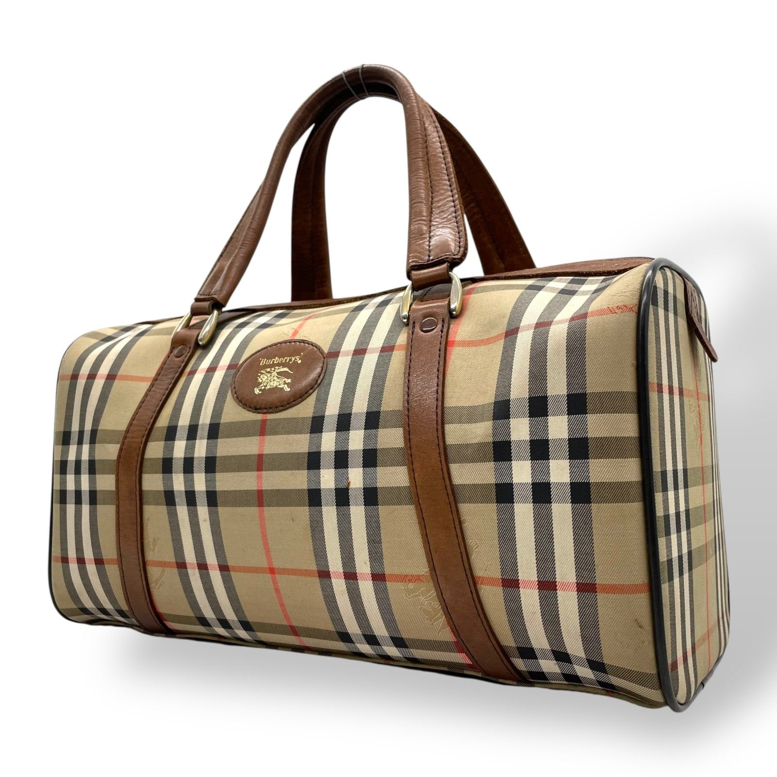 レディース 美品 BURBERRY バーバリー ボストンバッグ ノバチェック 