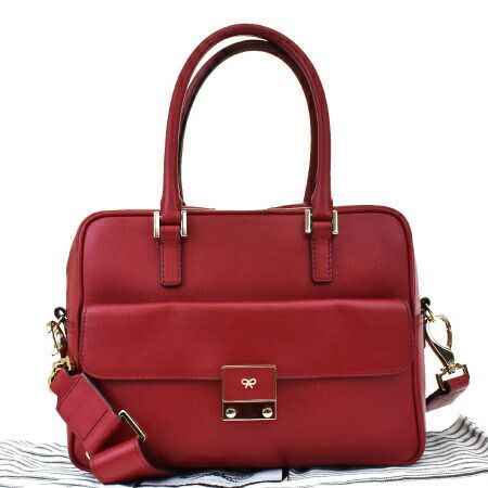【中古】 美品 アニヤハインドマーチ ANYA HINDMARCH カーカー ハンドバッグ ショルダー 2WAY レッド レザー 保存袋付き
