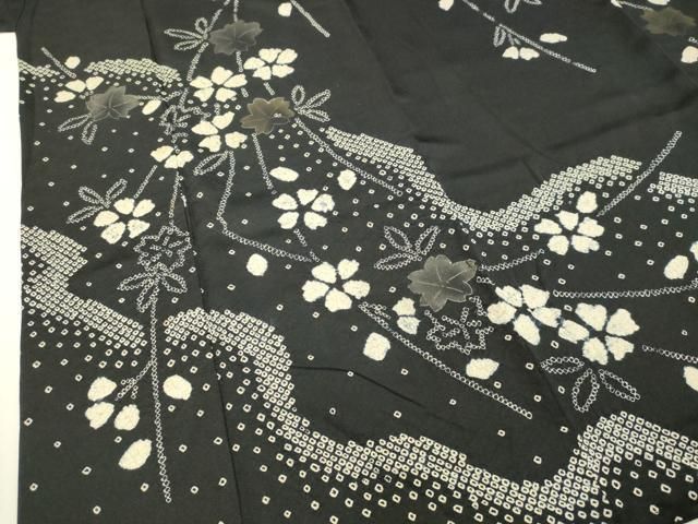 平和屋着物○訪問着 総絞り 枝花文 黒地 正絹 逸品 DAAR4322tw - メルカリ 