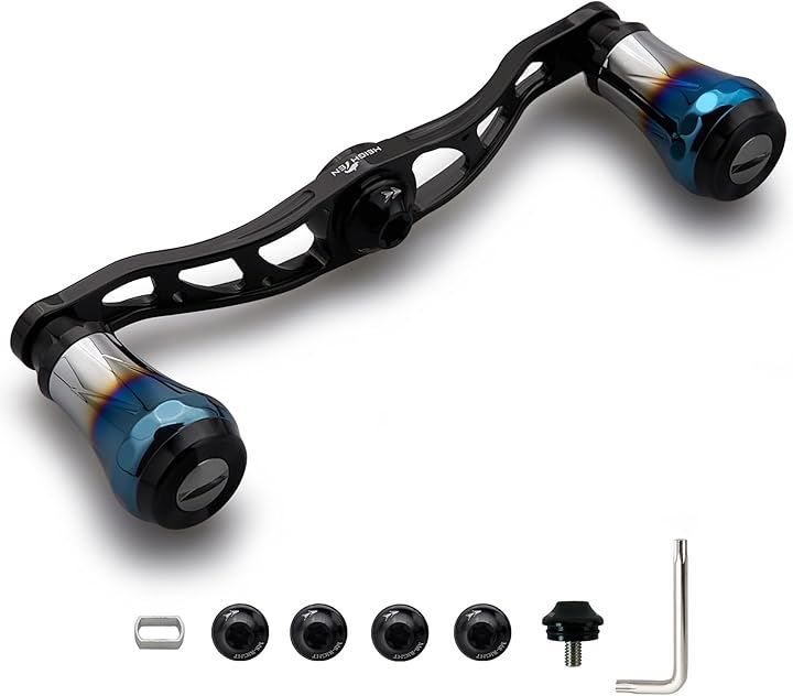 HEIGHTEN ベイト リール ハンドル 航空アルミ製 シマノ ダイワ アブガルシア 通用 ベイトリール Aurora 0123 V2.0 - 105mm - ブラック