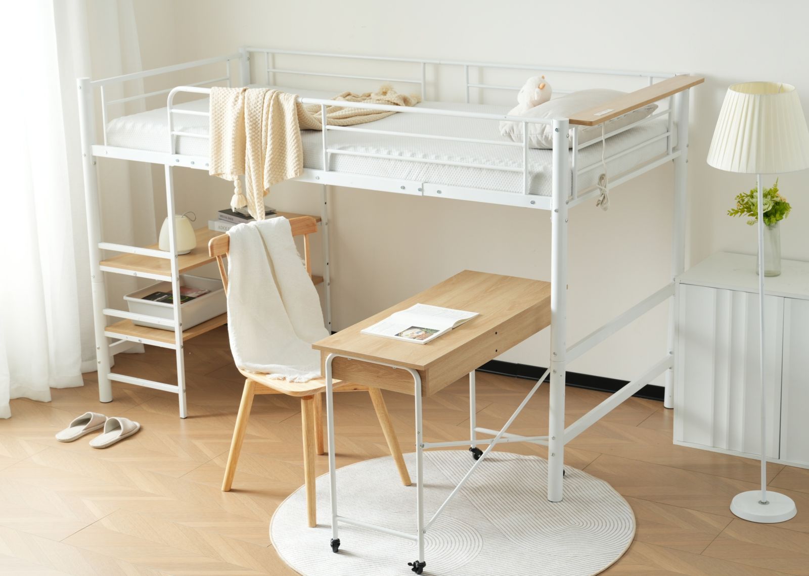 ロフトベッド シングル パイプベッド (ホワイト) Homebliss パイプ