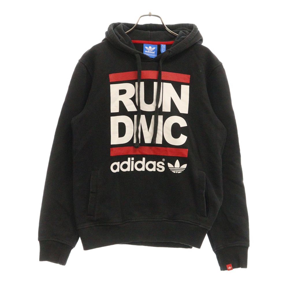 adidas (アディダス) ×RUN DMC ラン ディーエムシー フロントプリント スウェット プルオーバーパーカー ブラック Z91242
