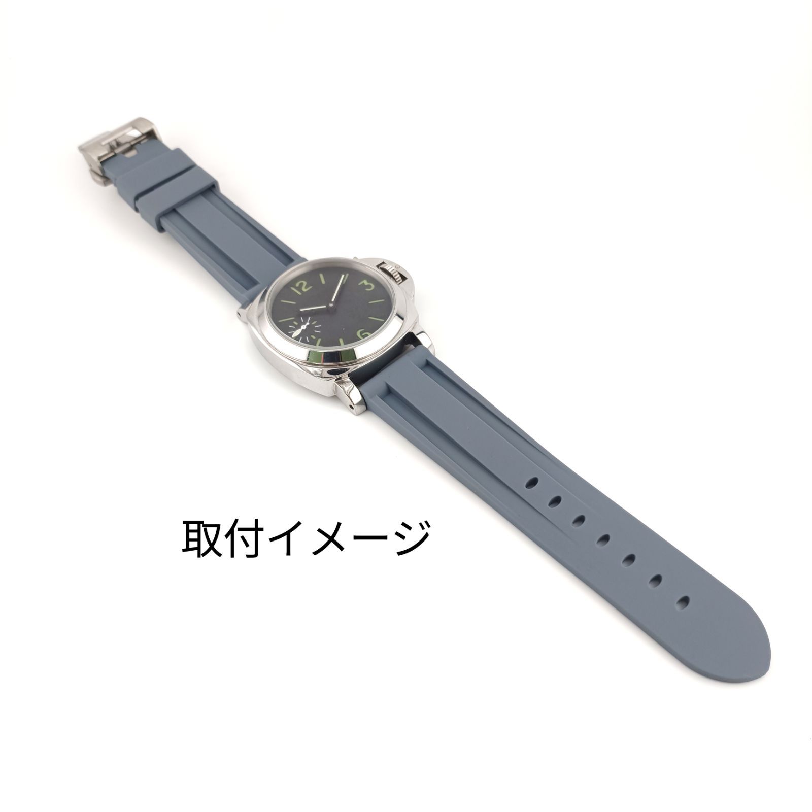 24mm パイプチューブ付属 腕時計 シリコン ラバーベルト グレー