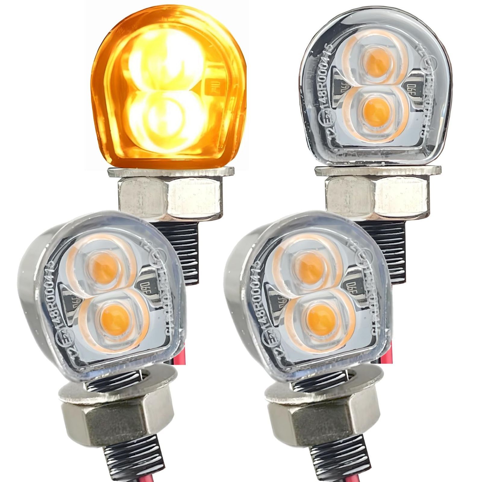 ４個_クリア PIENSE バイク ウィンカー LED ２個 ４個 セット 小型 ミニ オートバイ 2W M8 (４個， クリア)