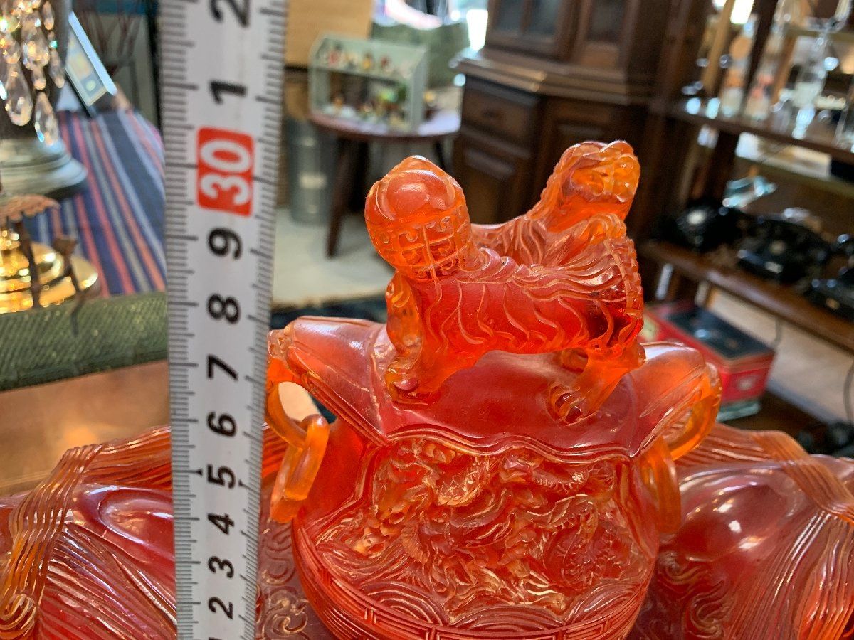 アンティーク/香炉/中国美術/獅子/オブジェ