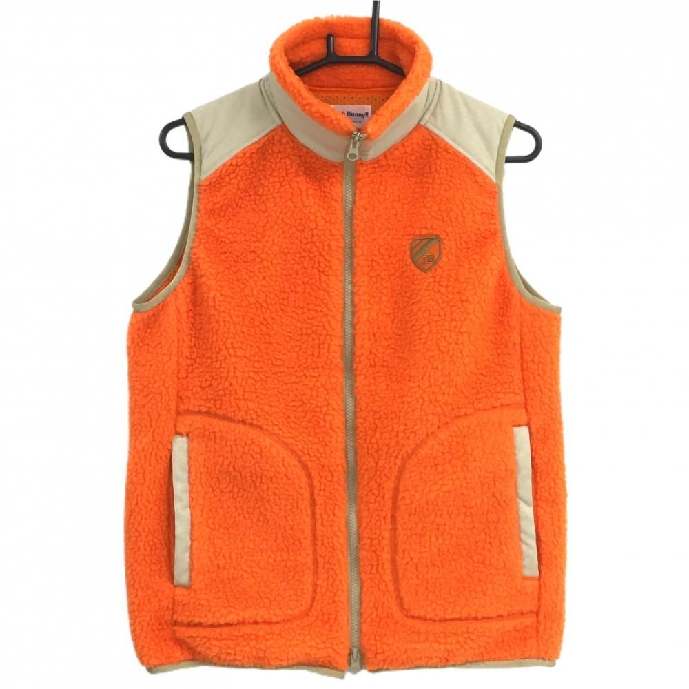 【激安】! 超 ジャックバニー ボアベスト オレンジ×ベージュ メッシュ裏地 メンズ 4 M ゴルフウェア Jack Bunny