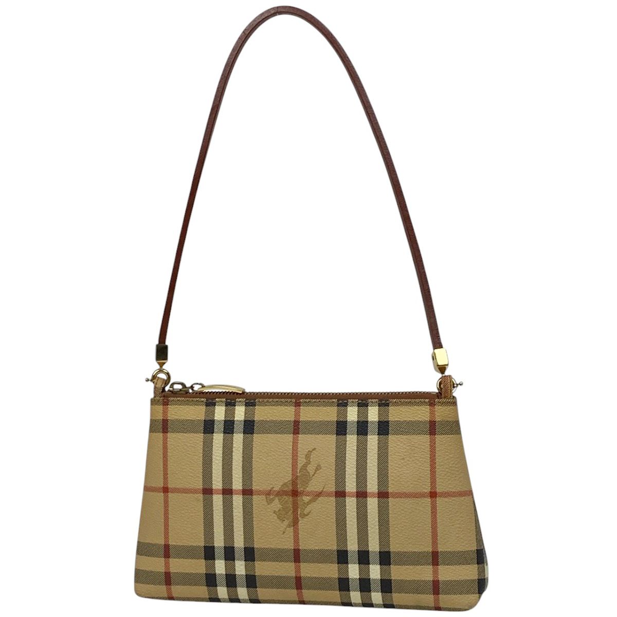 バーバリー BURBERRY チェック柄 ショルダーバッグ ハンドバッグ ショルダーバッグ コーティングキャンバス ベージュ レッド ブラウン レディース