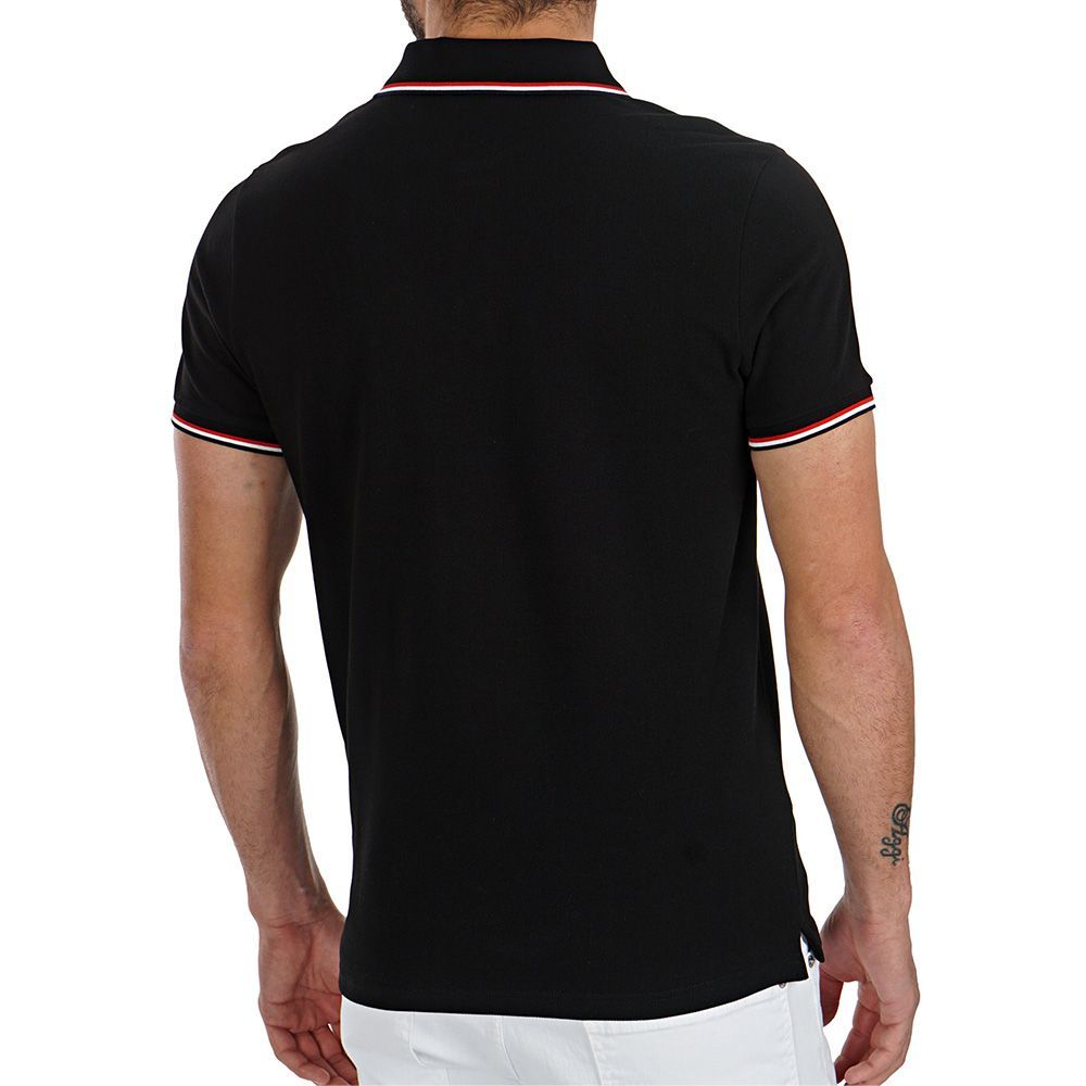 47 MONCLER ブラック トリコロールライン ロゴ 半袖 ポロシャツ - メルカリ