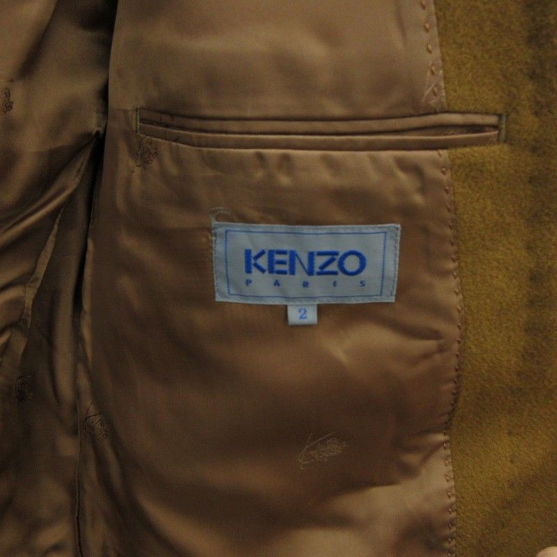 ケンゾー KENZO 金釦 テーラードジャケット ブレザー ウール 茶