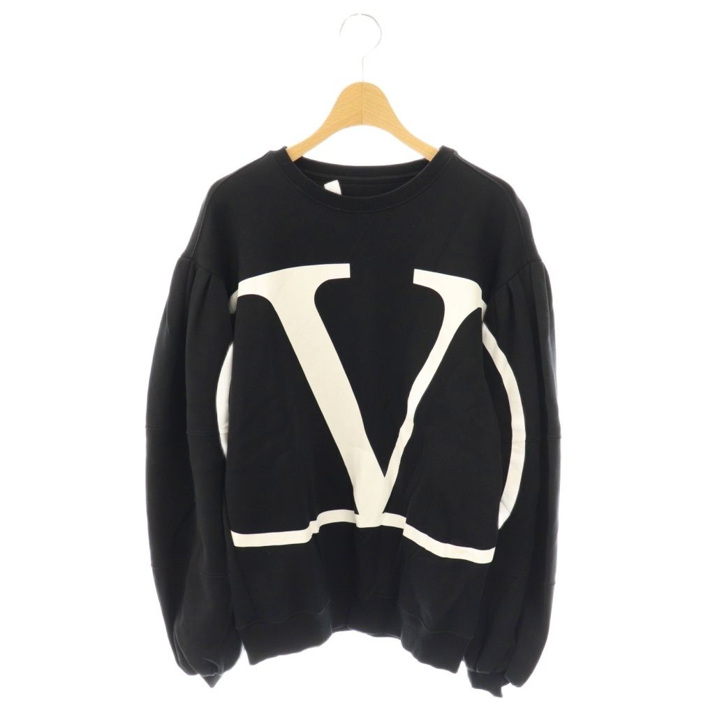 ヴァレンティノ ヴァレンチノ VALENTINO Vロゴ バルーンスリーブ プルオーバー トレーナー XS 黒 ブラック |AT OS