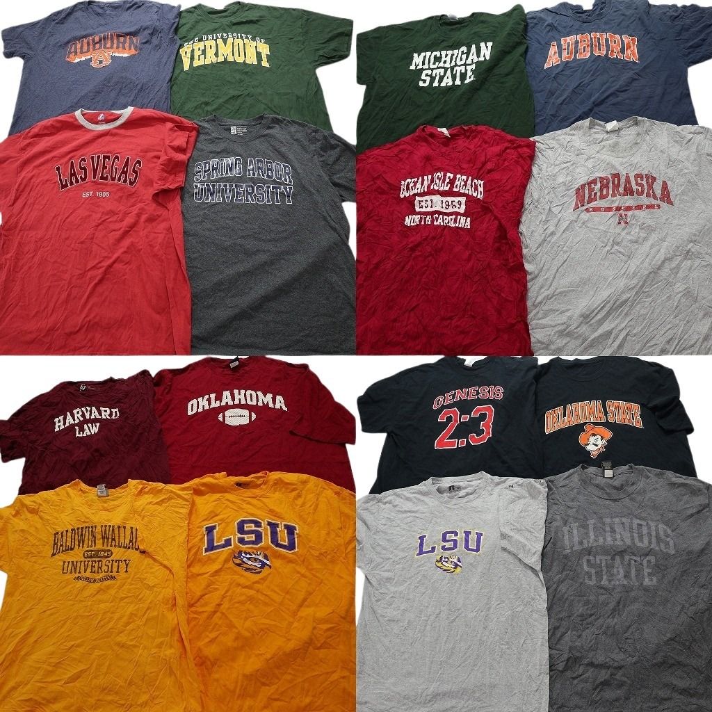 古着卸 カレッジ風 半袖Tシャツ 16枚セット メンズ 2XL オクラホマ大学 ハーバード大学 ミシガン大学 古着 NA2631