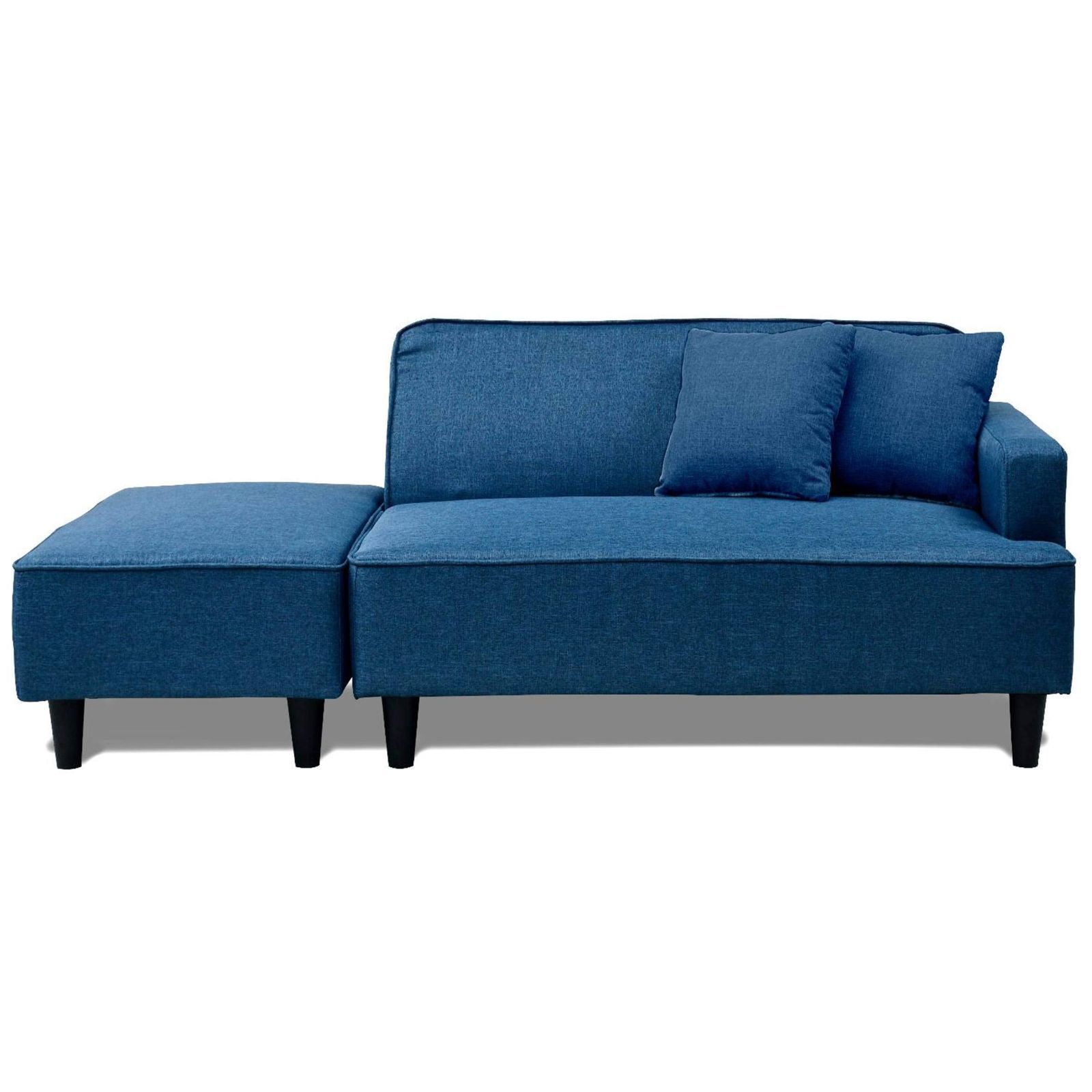 ネイビー かんたん組立 クッション2個付き オットマン FHS-160 幅110㎝ レイアウト自由 ロボット掃除機が通れる 2人掛け NV カウチソファ ソファ 山善 YAMAZEN