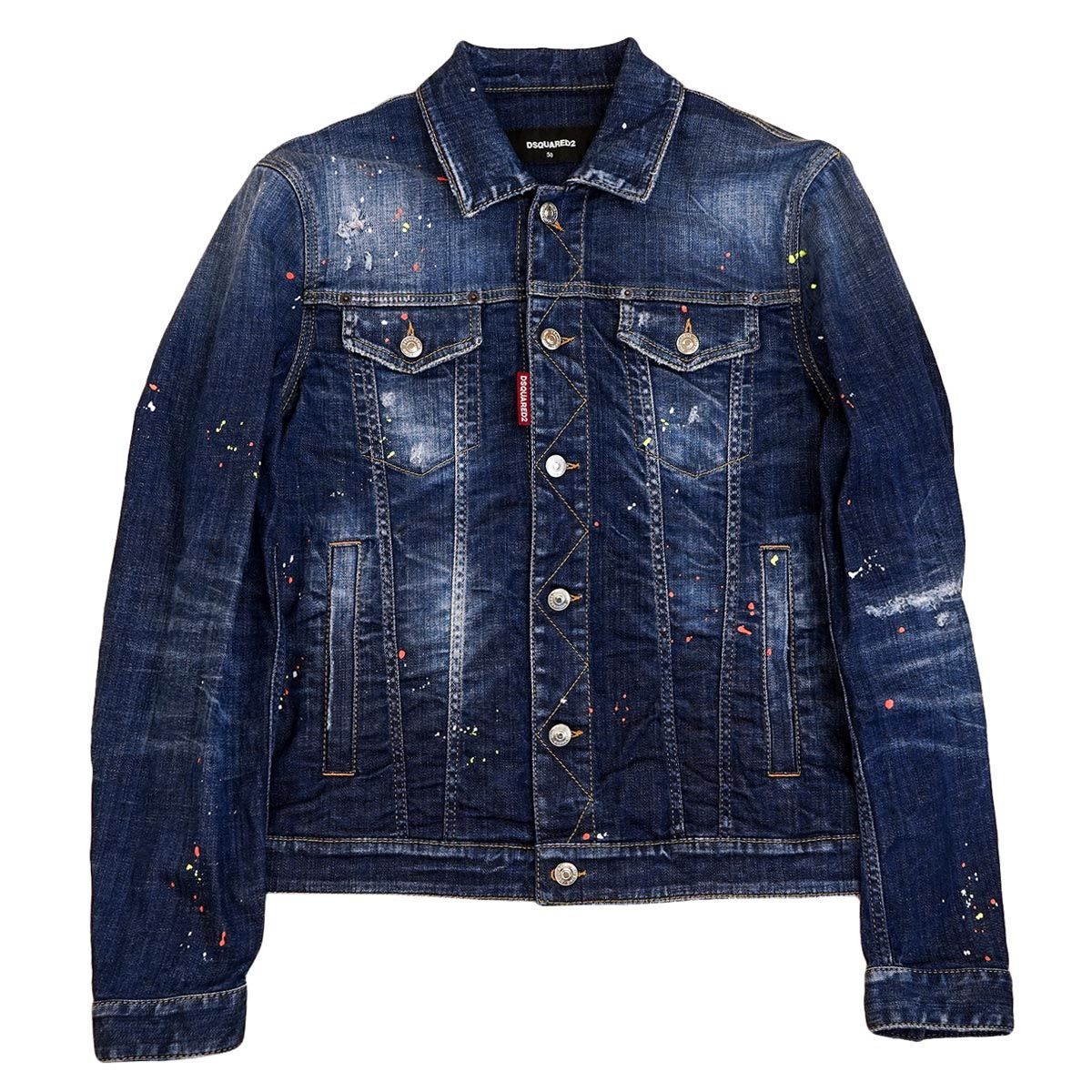 DSQUARED2 ディースクエアード デニムジャケット S74AM1386 S30342 DAN JEAN JACKET メンズ 男性 Gジャン  ヴィンテージ加工 ダメージ加工 470 BLUE ブルー