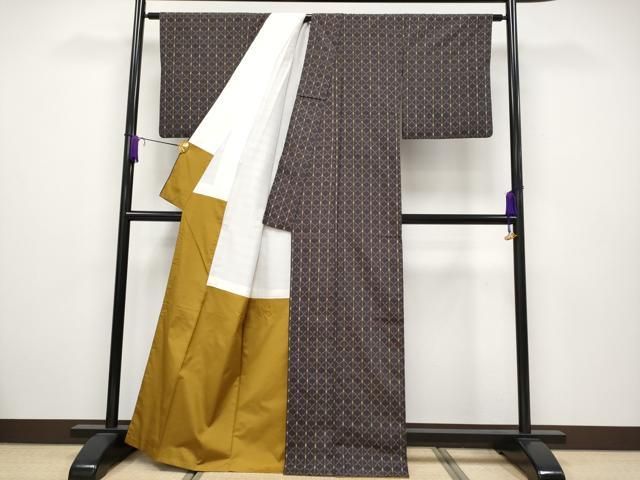 平和屋本店□極上 本場琉球 読谷山花織 紬地 紅消鼠色地 逸品