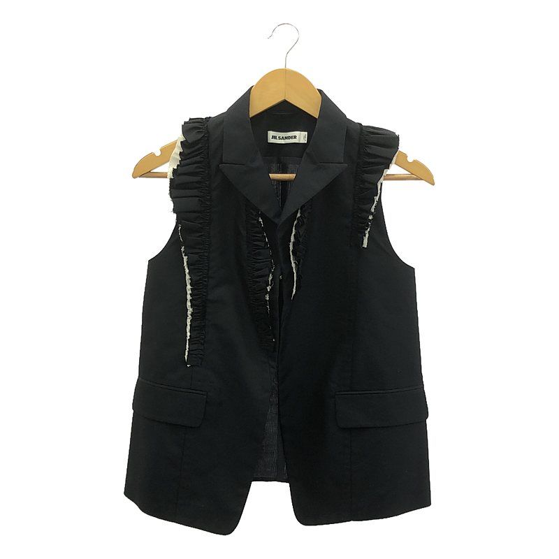 【美品】  JIL SANDER / ジルサンダー | ドッキング フリルショルダー ベスト | S | ネイビー | レディース 美品】 JIL SANDER / ジルサンダー | ドッキング フリルショルダー