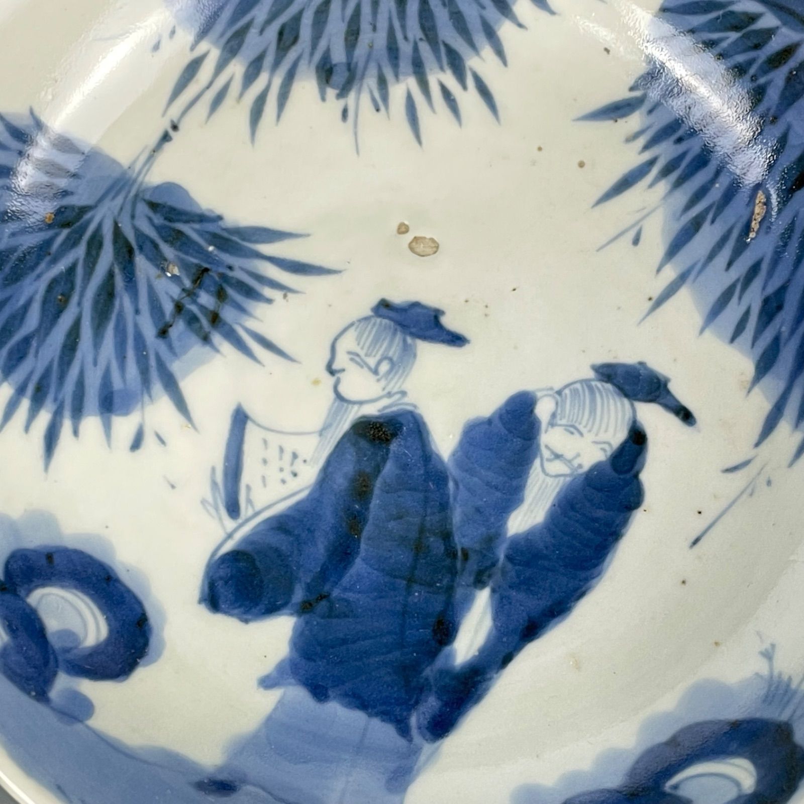 243 染付 伊万里焼 竹林賢人図 古伊万里 骨董 アンティーク 5寸皿 5枚