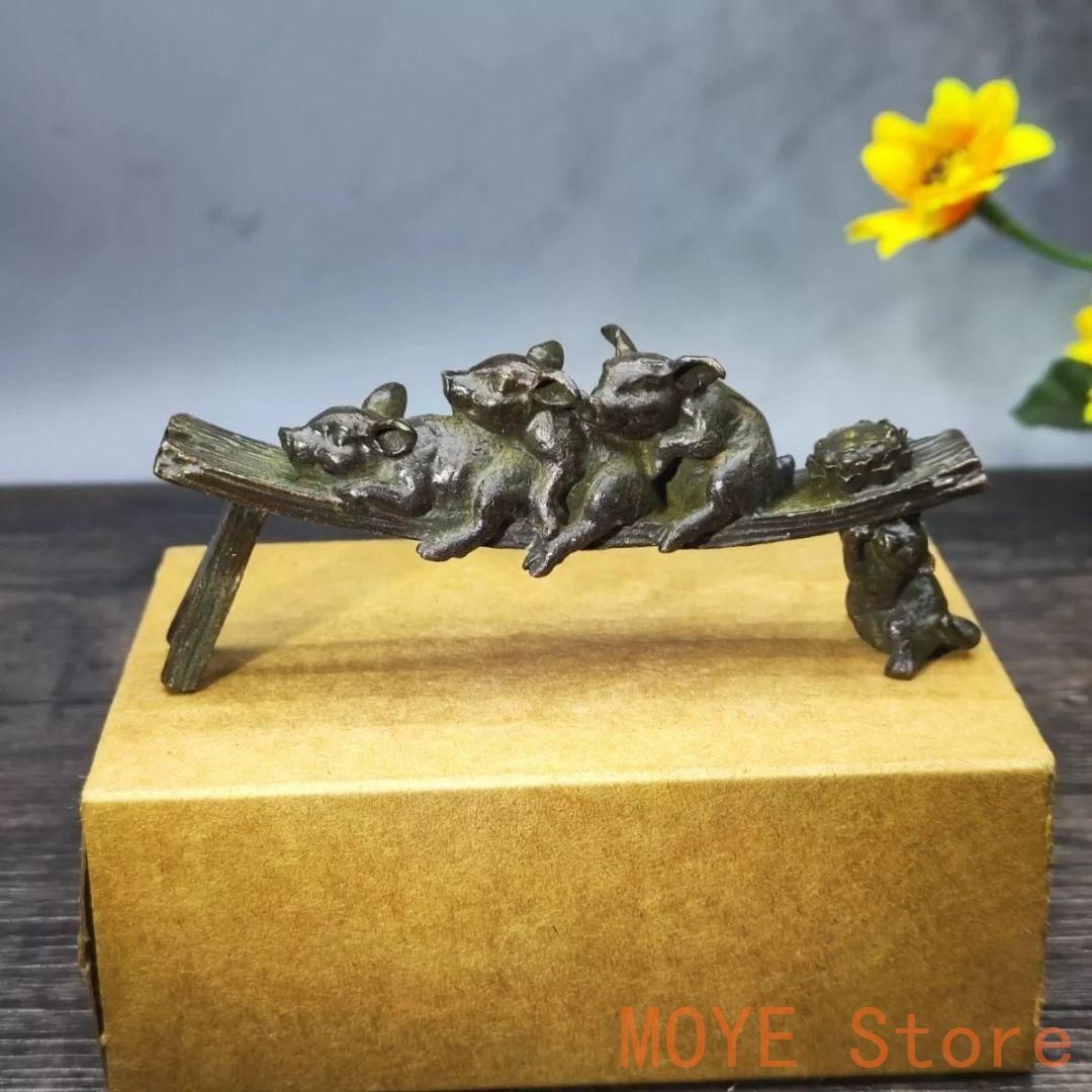 銅製 吉祥三猪線香挿し 茶道具 香道具 装飾品 工芸品 置物zw0829