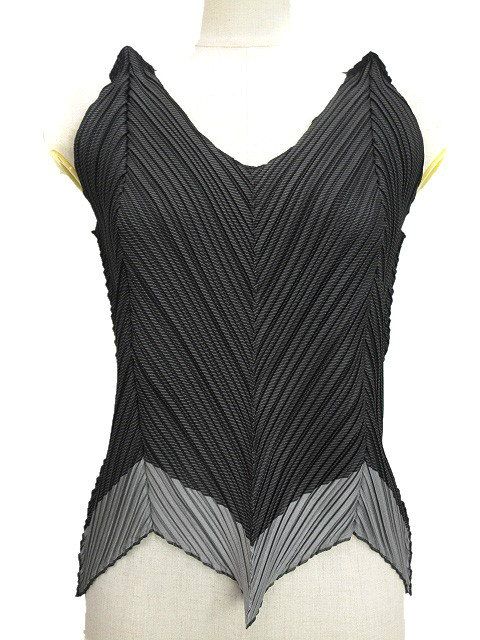イッセイミヤケ ISSEY MIYAKE FETE A-POC ノースリーブ ブラウス カットソー トップス 2 グレー系