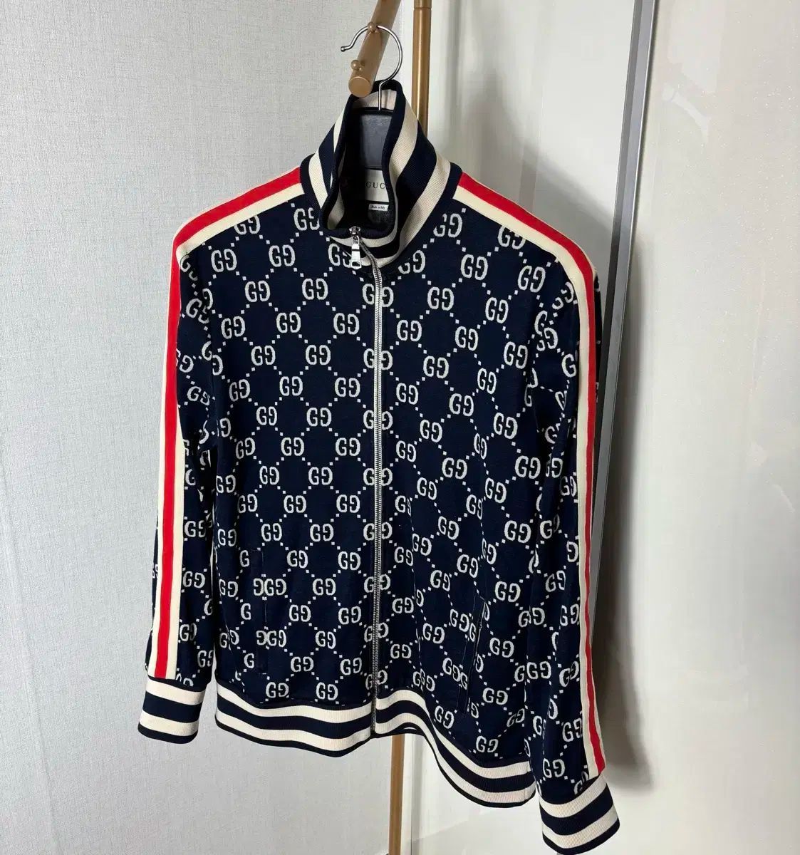 GUCCI グッチ 青 ジャカード GG トラック ジップアップ XL サイズ