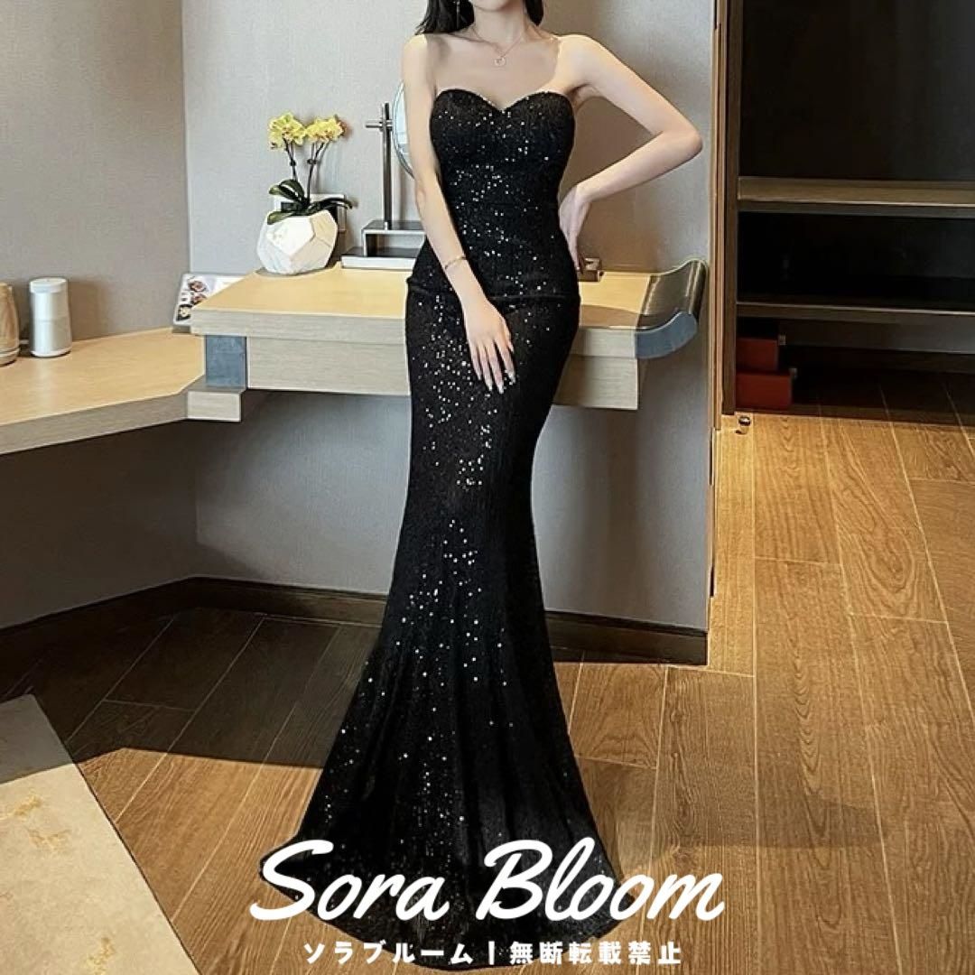 総スパンコールのシンプルなベア マーメイドイブニングドレス 楽天市場】全7色 マーメイドドレス スパンコール キラキラドレス