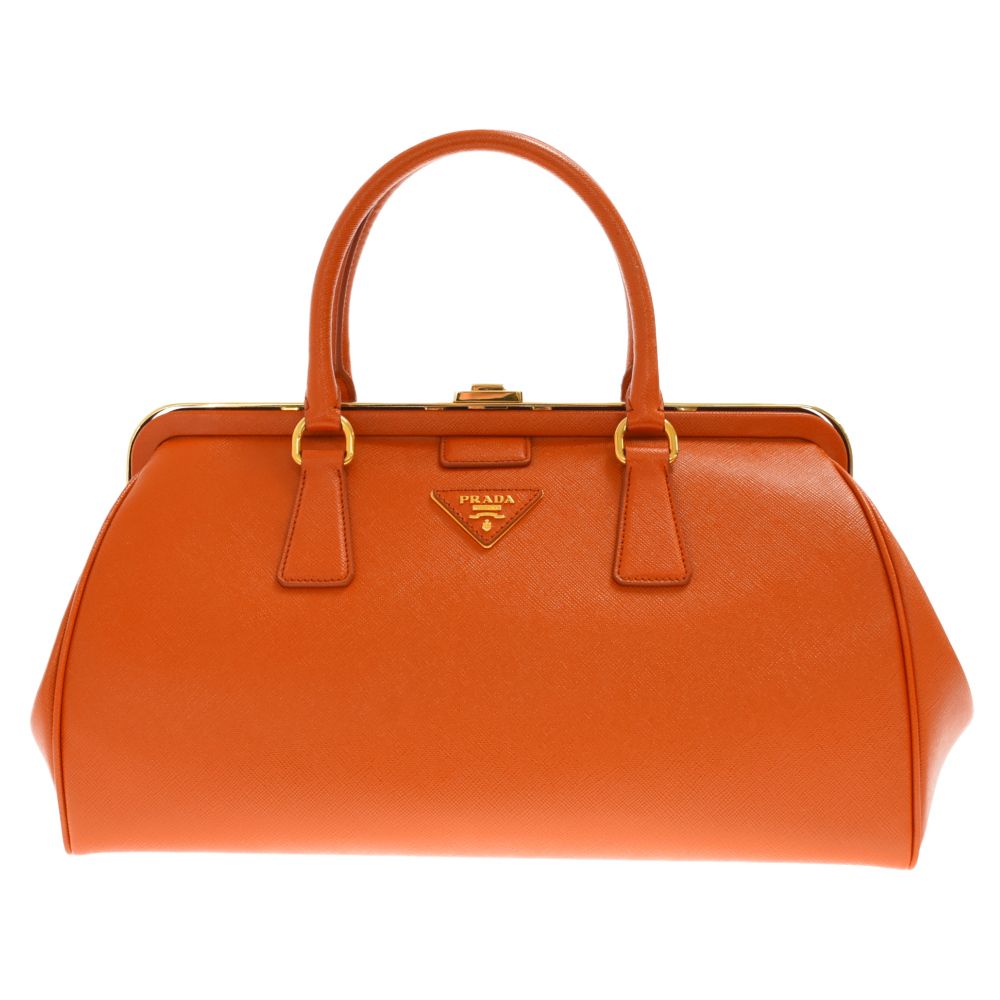 PRADA (プラダ) レザー ボストンバッグ オレンジ - メルカリ