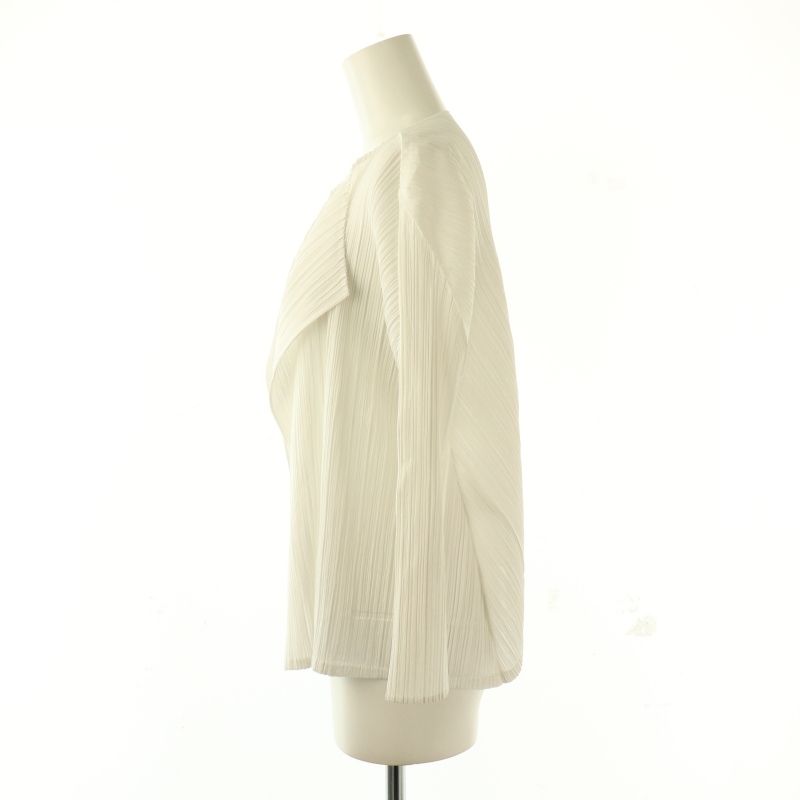 プリーツプリーズ 半袖カーディガン ホワイト プリーツプリーズ PLEATS PLEASE イッセイミヤケ プリーツ
