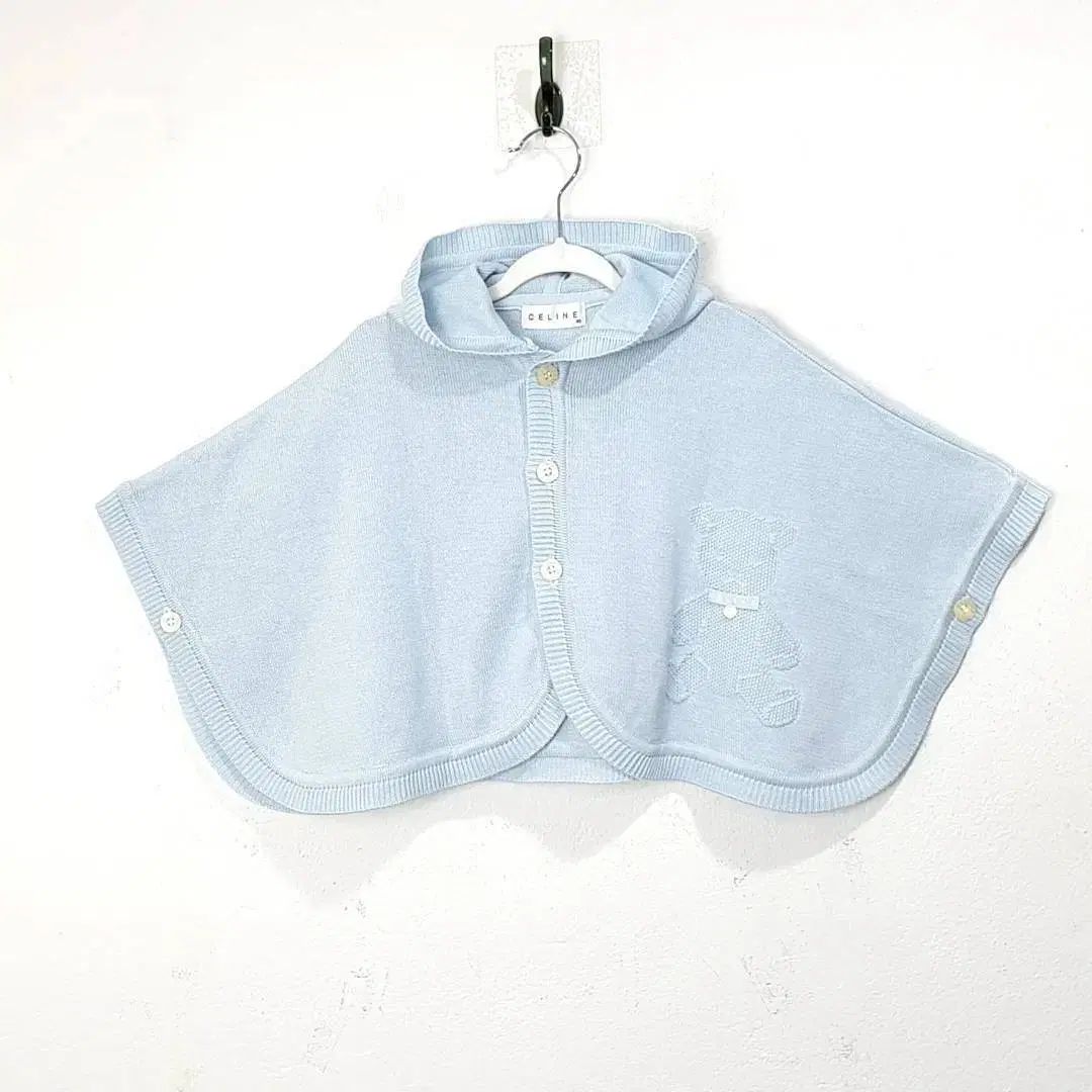 90 Celine セリーヌ ベイビー ブルー クマ ドール ニニット ケープ