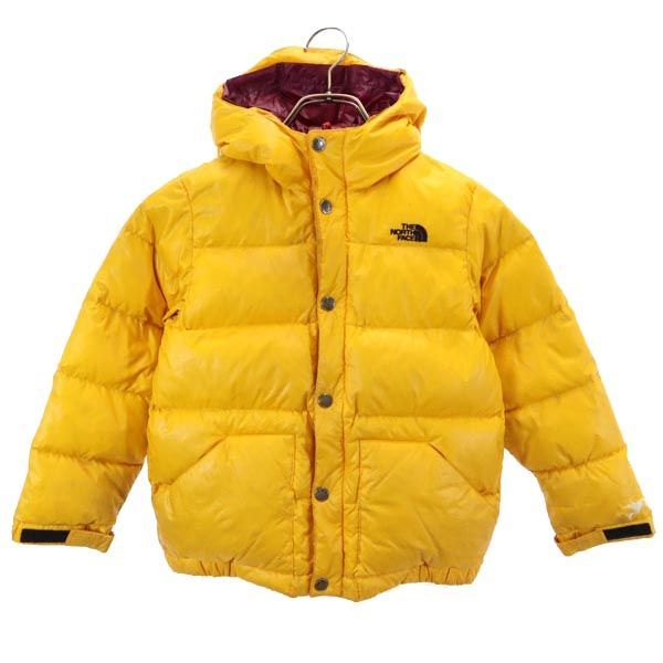 ノースフェイス アウトドア NDJ18811 ダウンジャケット 120 イエロー THE NORTH FACE ロゴ キッズ 古着 【231023】