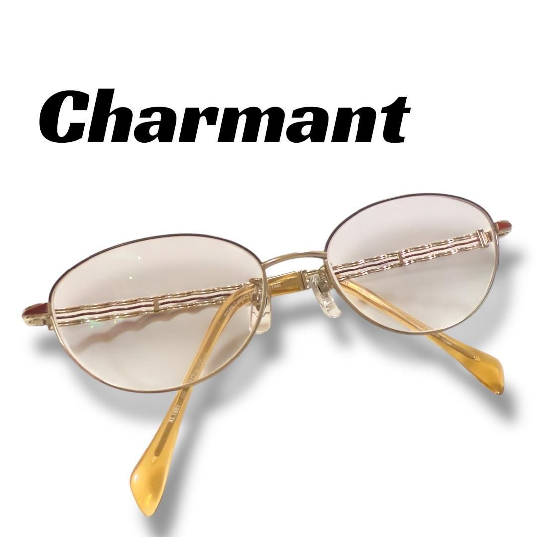 35 ♥に近い シャルマン ラインアート メガネ ゴールド×レッド系.