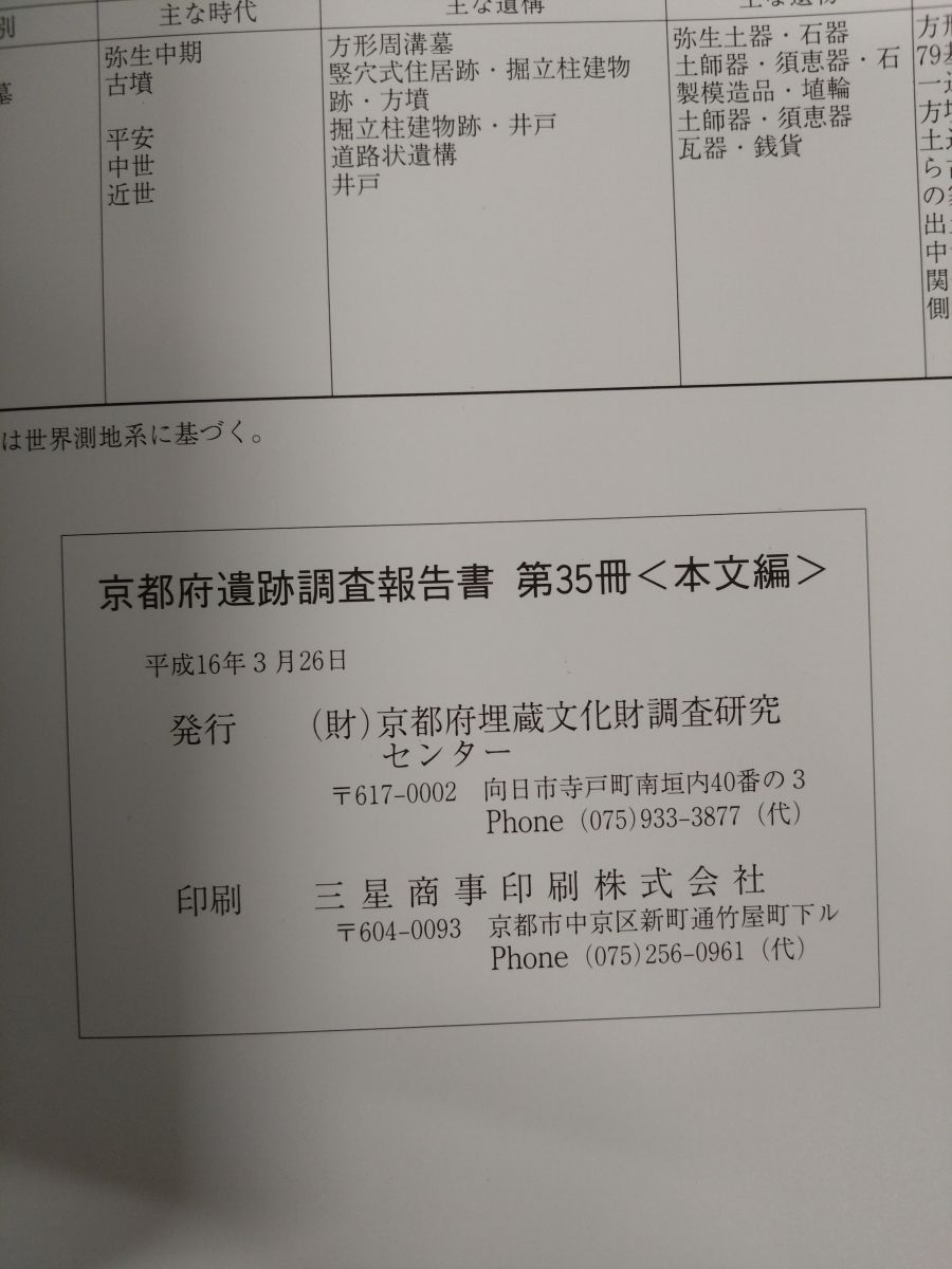 下植野南遺跡2 京都府遺跡調査報告書 第35冊(2004) 2冊セット