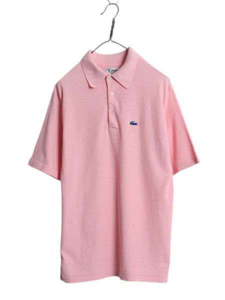 なクーポン配布中! 70s ラコステ 鹿の子 半袖 ポロシャツ メンズ XL 小さめ M 程| ヴィンテージ 半袖シャツ ワンポイント カットソー トップス ピンク