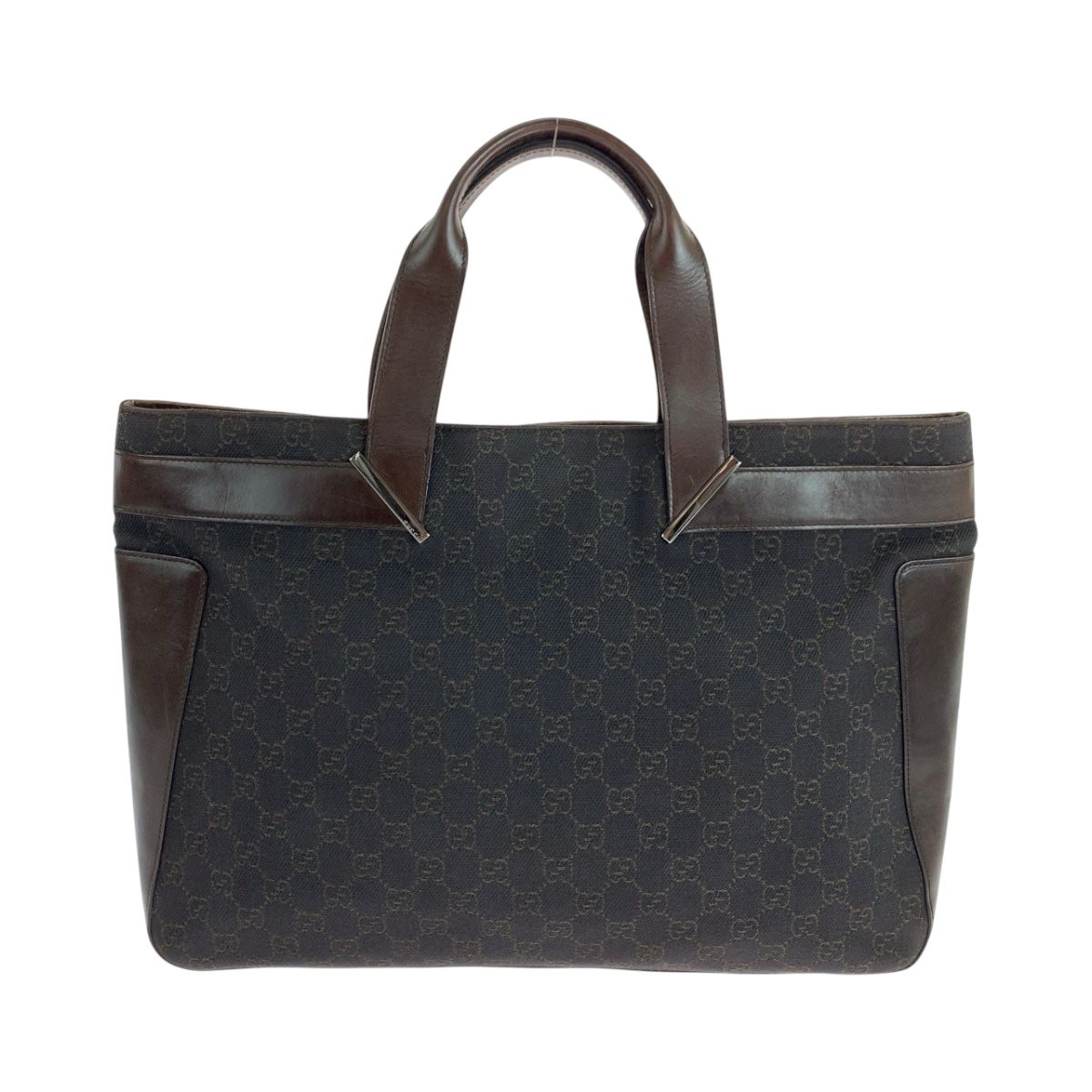 美品 GUCCI グッチ ダークブラウン シルバー金具 GGキャンバス 美品 GUCCI グッチ ダークブラウン シルバー金具 GGキャンバス