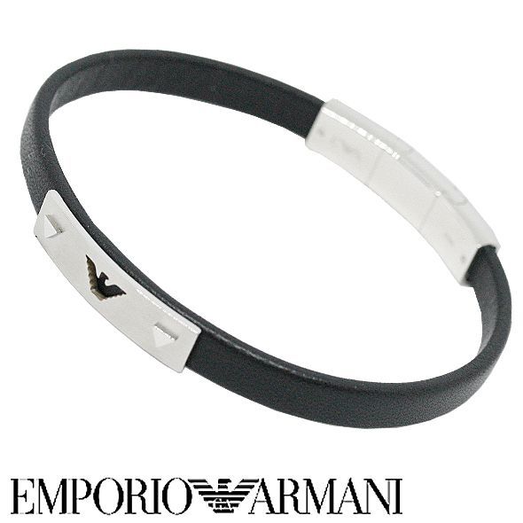 EMPORIO ARMANI メンズ 革 / スチール ブレスレット - サイズ onesize