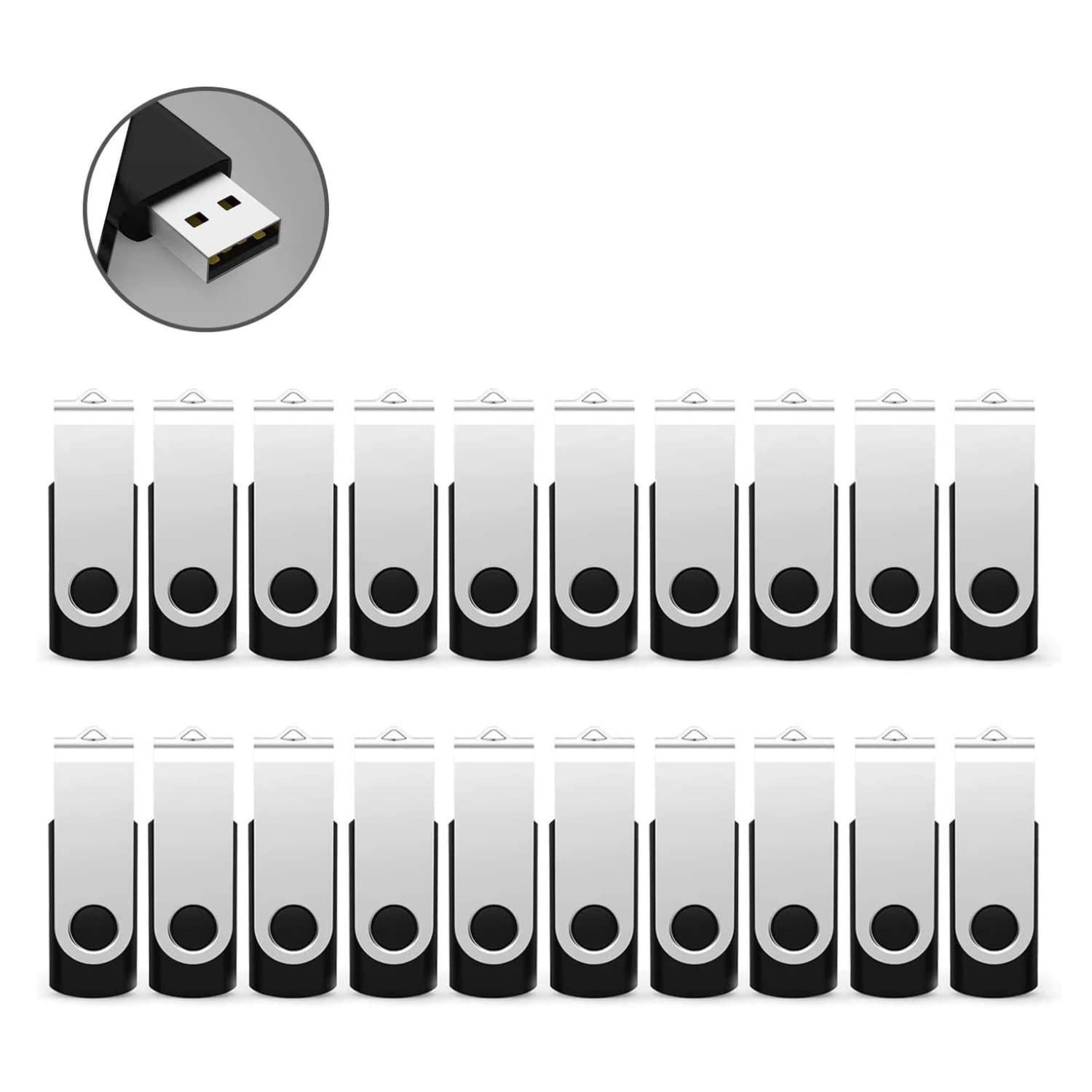 【人気商品】USB 2.0 20個セット 16GB フラッシュドライブ 回転式