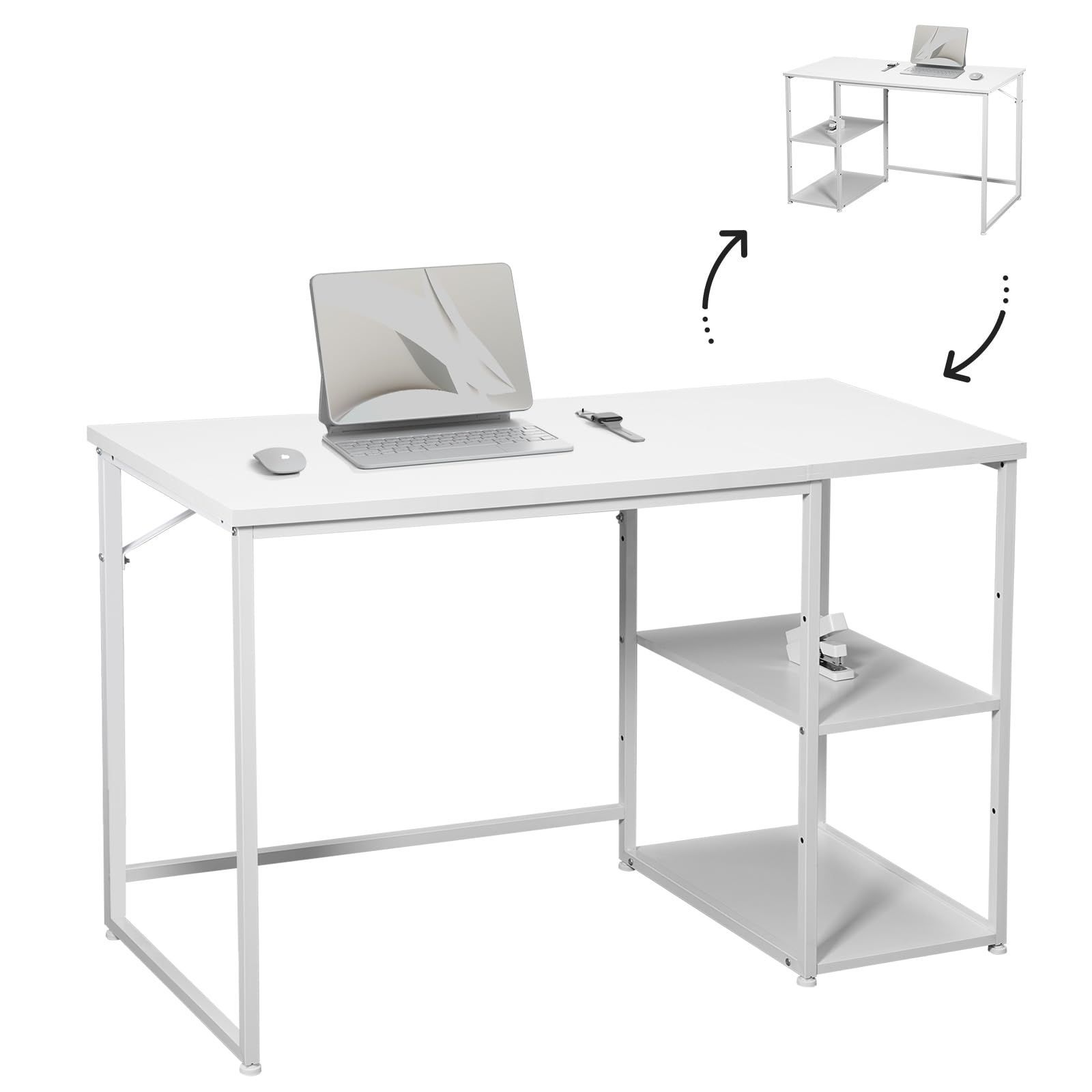 【数量限定】勉強机 カウンターテーブル ゲーミングデスク 家具 ゲーミングデスク パソコンラック 子 table pcデスク 机 幅120*奥行55cm パソコンデスク 白い 白 SZ122BS デスク 120 スチールウッド