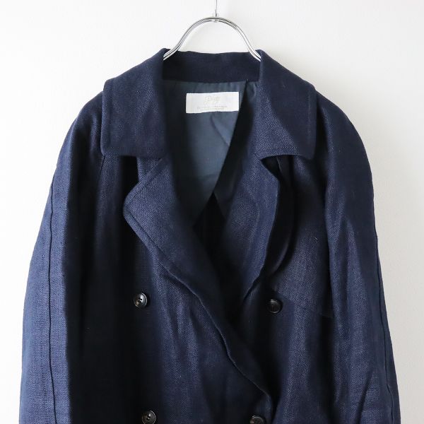 美品 Plage プラージュ 麻キャンブリック トレンチコート 38/ネイビー 