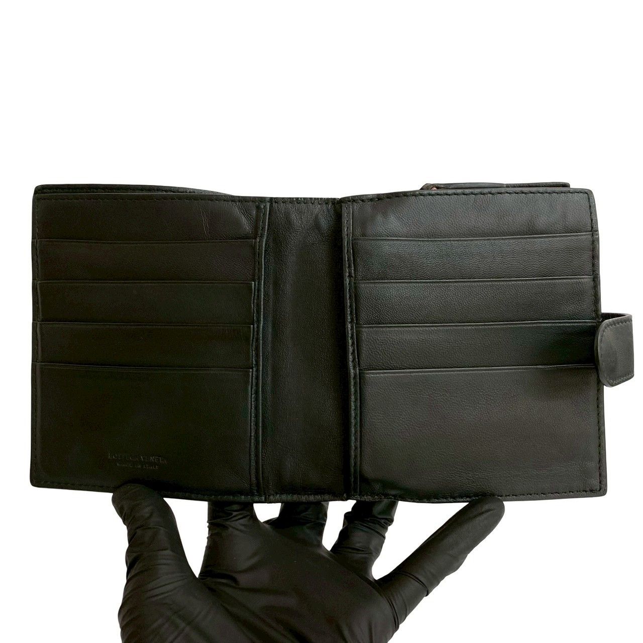 ボッテガ ヴェネタ 二つ折り 財布 イントレチャート レザー ブラック