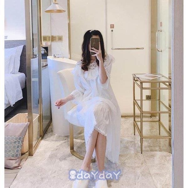 2020新作 レディース レース 姫系 ネグリジェ 寝巻き 七分袖