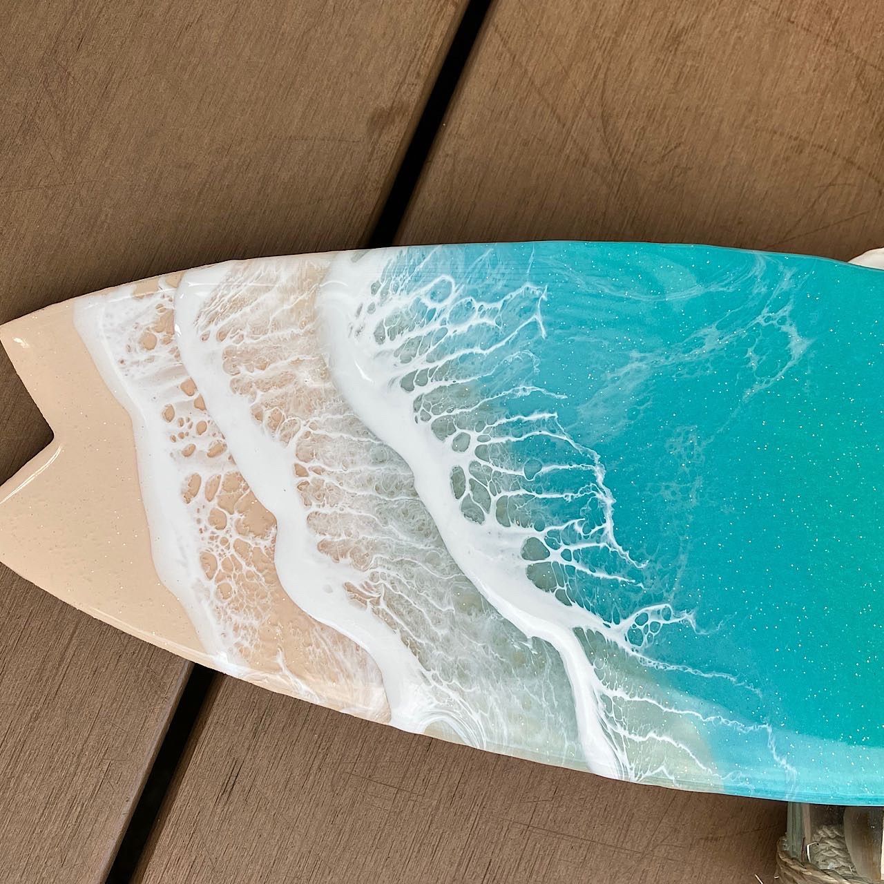 メルカリShops - 海のレジンアート サーフボード ブルーエメラルドグリーングラデーション 波三層