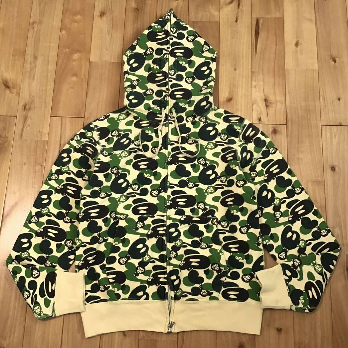 Milo camo Green フルジップ パーカー Sサイズ a bathing ape BAPE 