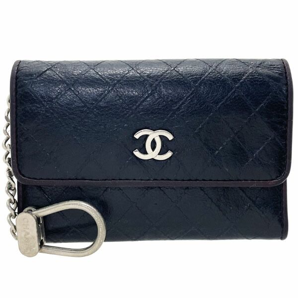 シャネル コインケース ビコローレ キーリング付き コインパース レザー 革 ブラック 黒 CHANEL ココマーク CC 小銭入れ IC ID パスケース 定期入れ カードケース カードホルダー カード入れ キーホルダー キーフック キーケース