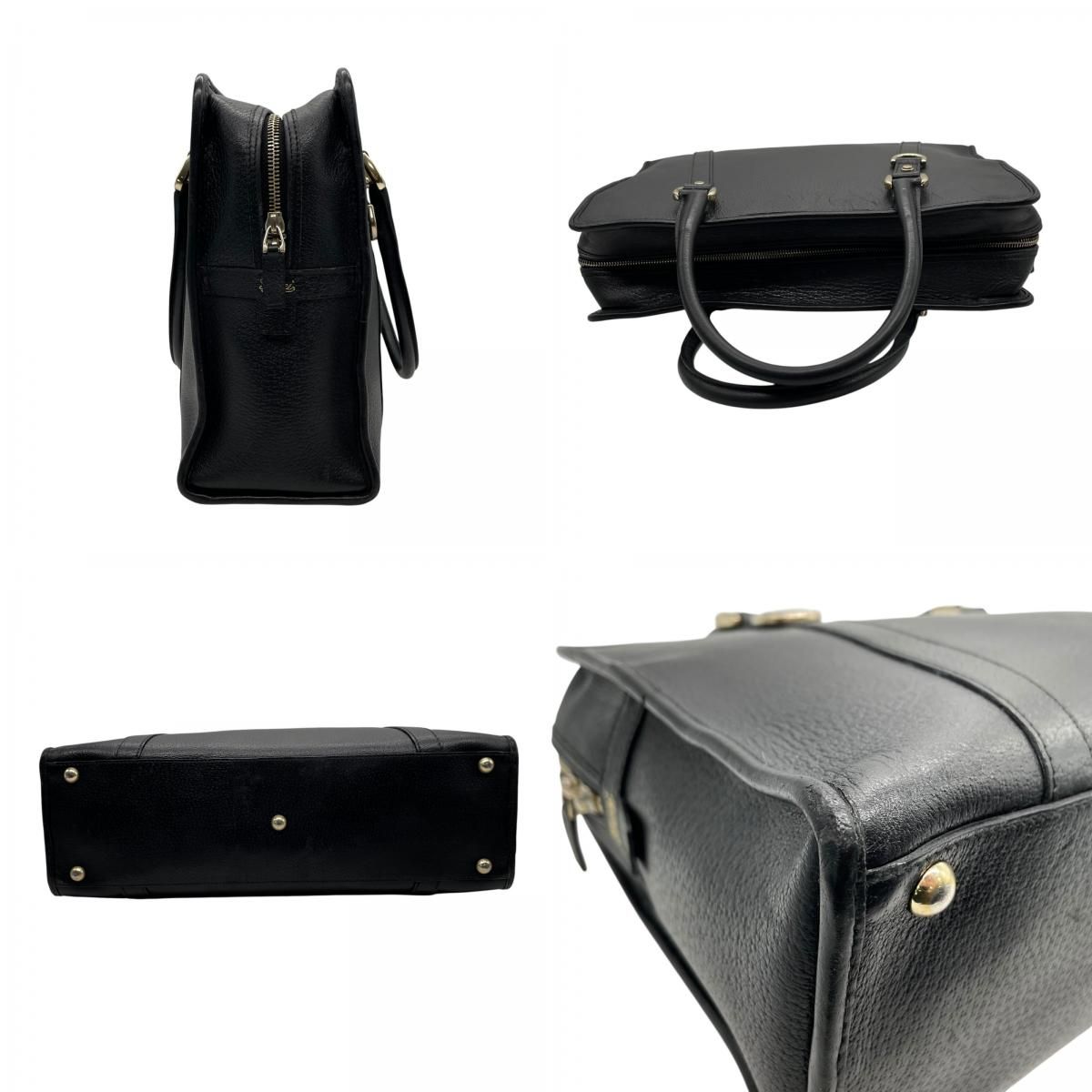 値引き？‼️GUCCIグッチ】黒レザー ビジネスバッグ ゴールド金具 男女問わず GUCCI グッチ ビジネスバッグ ブリーフケース 黒 ブラック