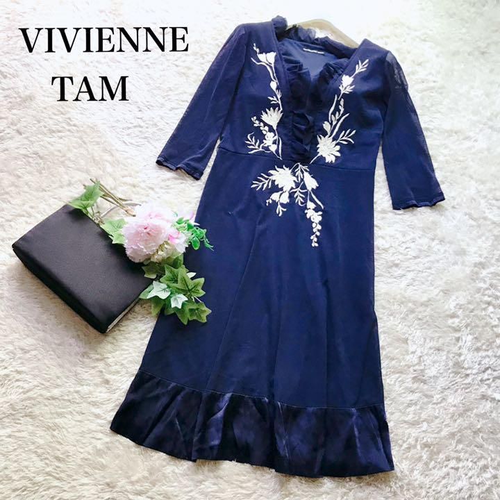 VIVIENNE TAM ヴィヴィアンタム シルクフリル刺繍ドレス ワンピース0 